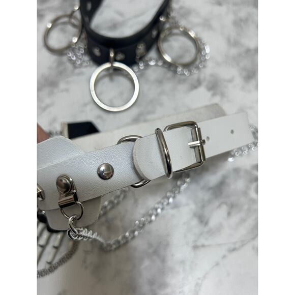 Gothic Rock Punk Faux Leather Chokers 5 Lot Necklace Whimsygoth Fairycore Witchy - Picture 9 of 10